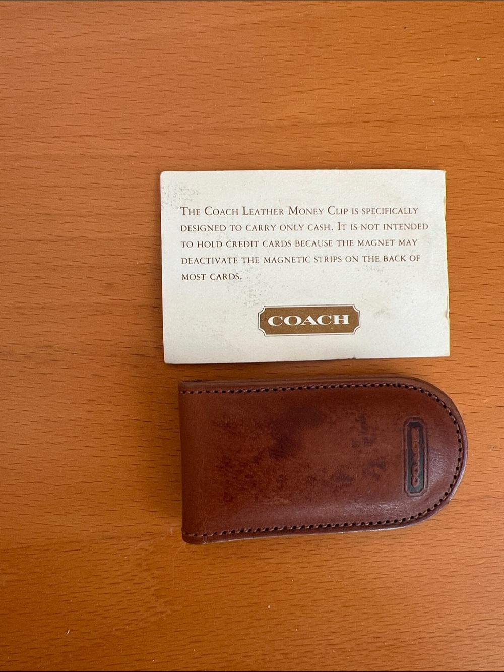 Coach leather money clip